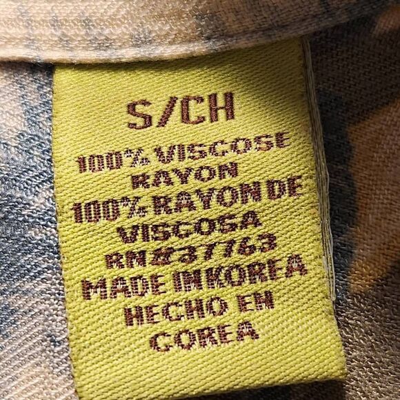 Cubavera silk button front short sleeveshirt olive plaid palm leaf print small - Picture 5 of 7